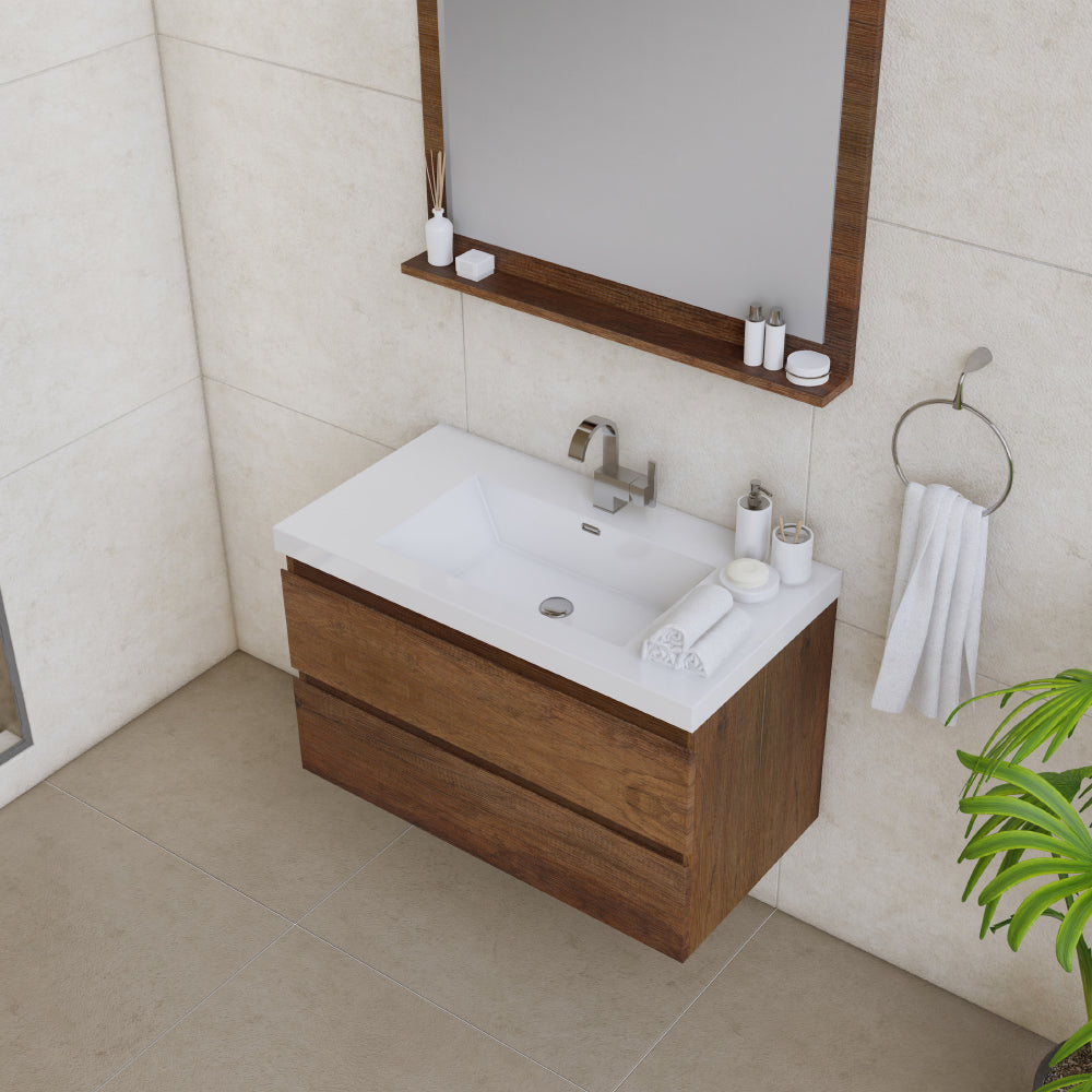 Paterno 36 inch Modern Wall Mounted Bathroom Vanity