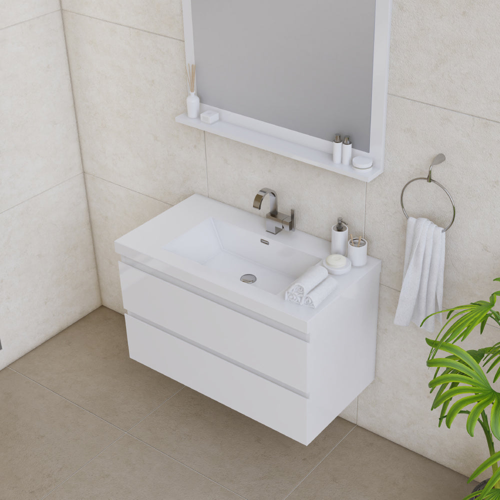 Paterno 36 inch Modern Wall Mounted Bathroom Vanity