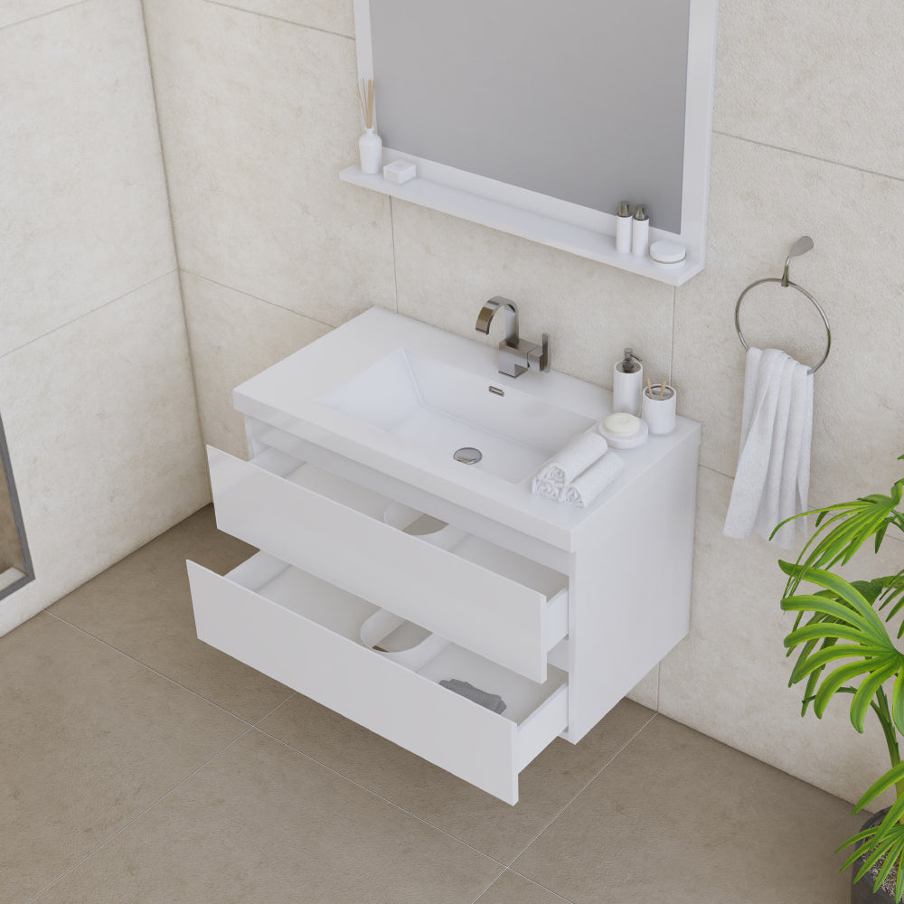 Paterno 36 inch Modern Wall Mounted Bathroom Vanity