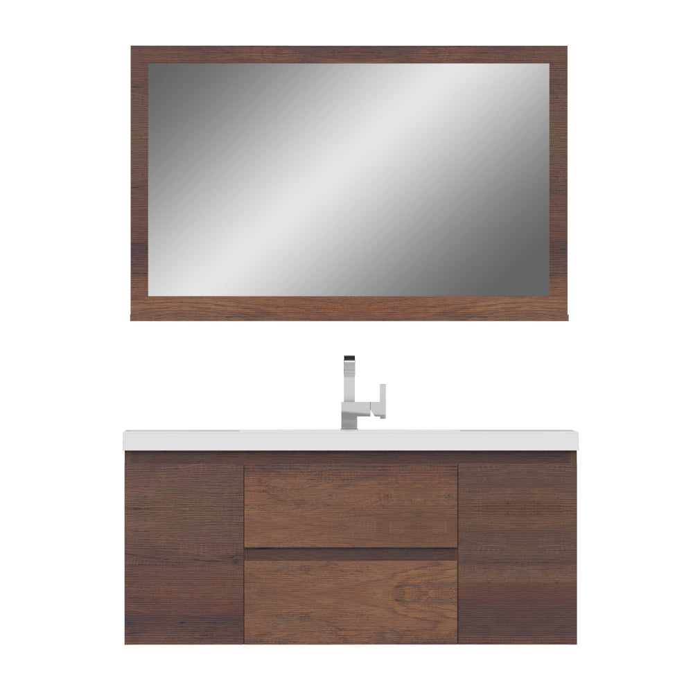 Paterno 48 inch Modern Wall Mounted Bathroom Vanity, Rosewood