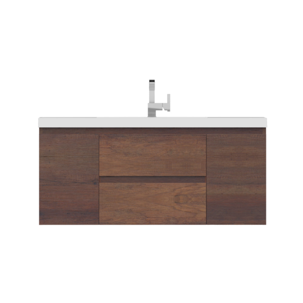 Paterno 48 inch Modern Wall Mounted Bathroom Vanity, Rosewood