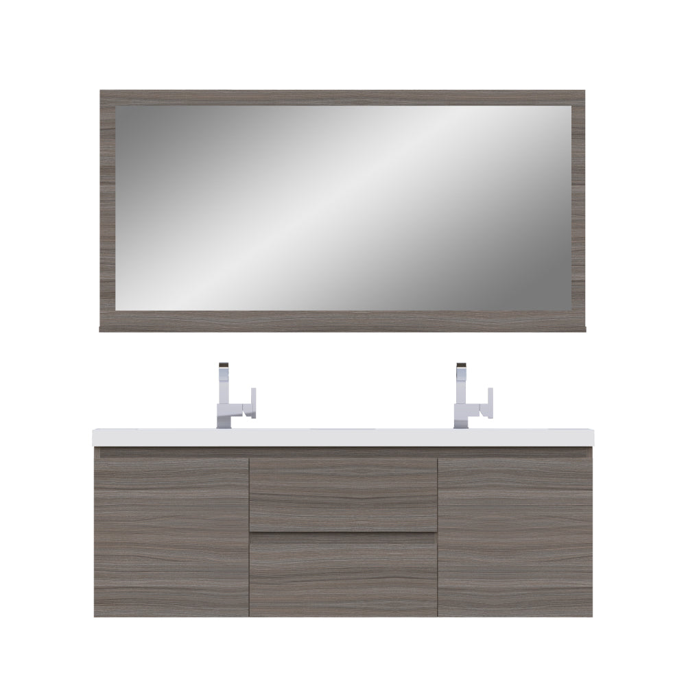 Paterno 60 inch Double Modern Wall Mounted Bathroom Vanity