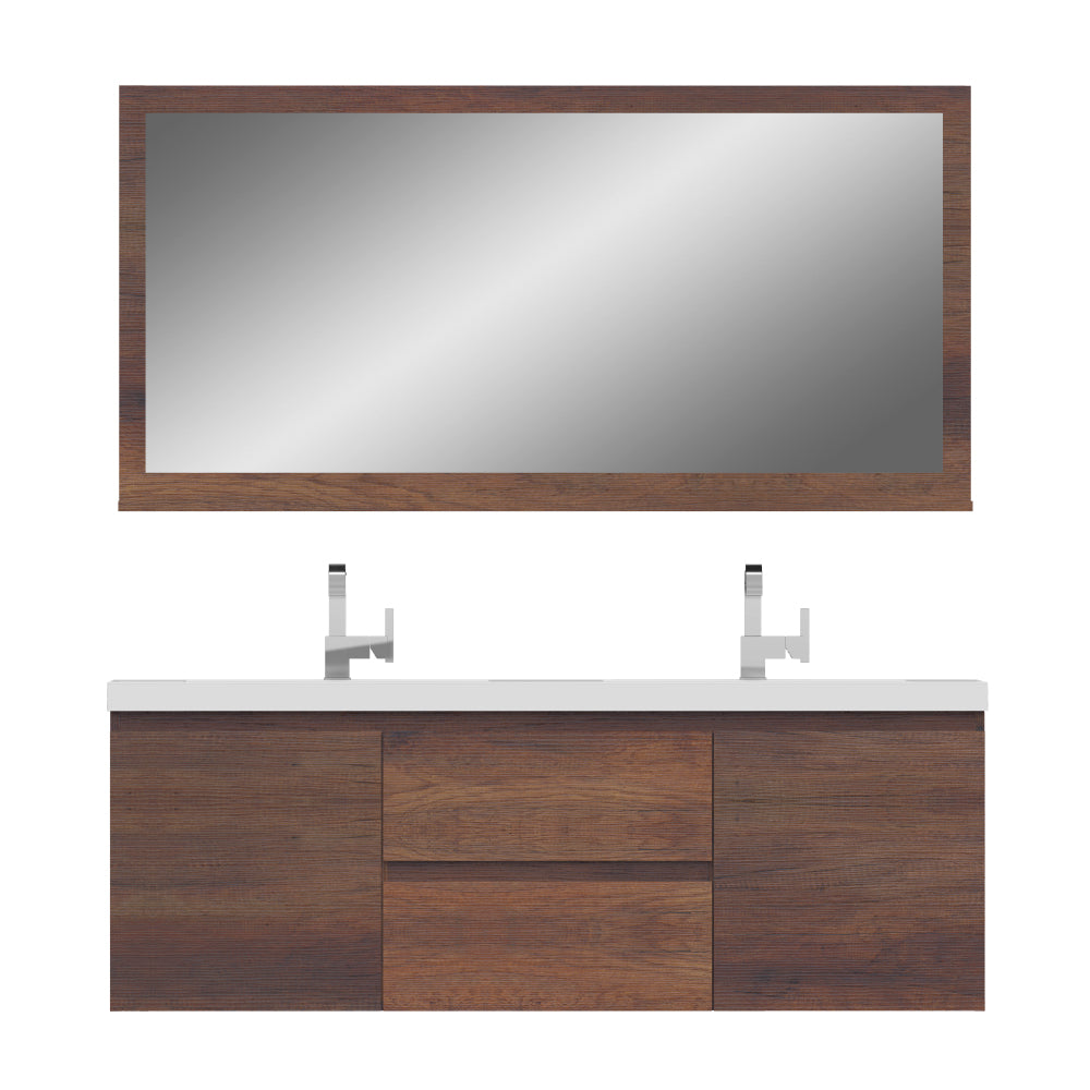 Paterno 60 inch Double Modern Wall Mounted Bathroom Vanity