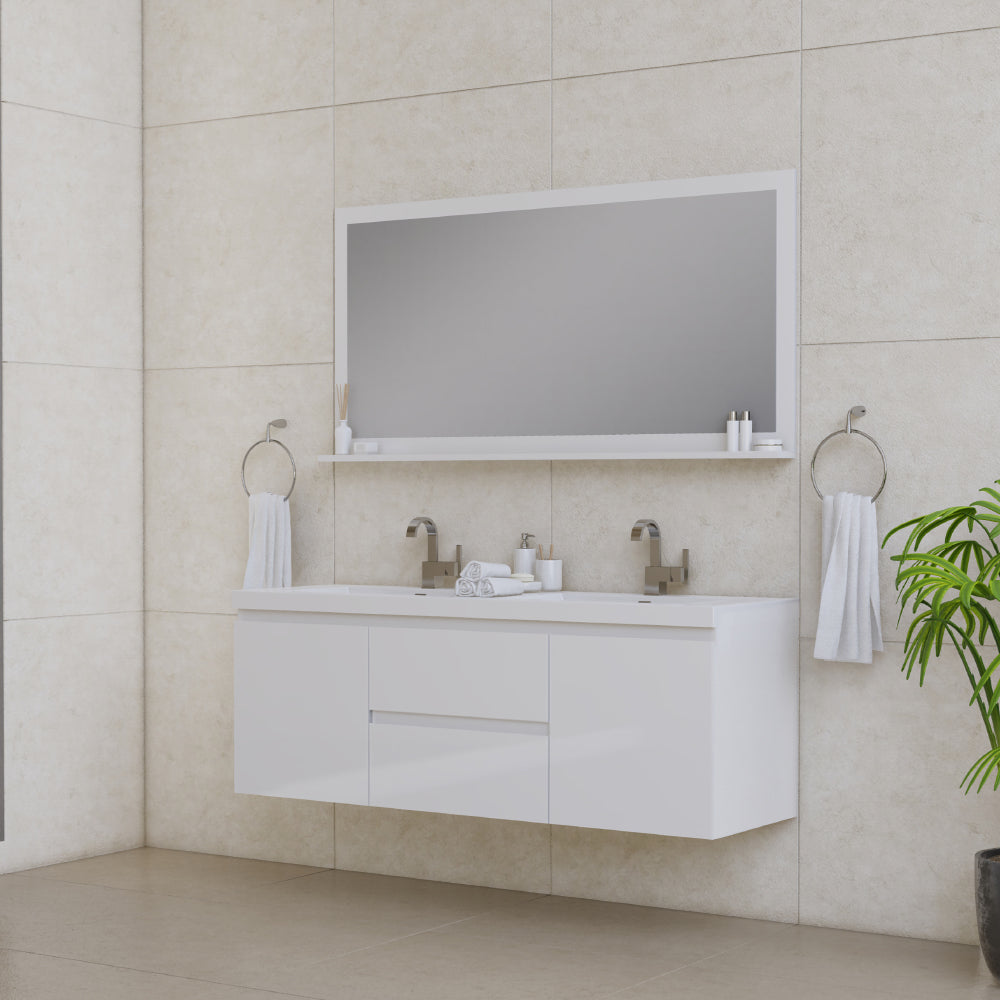 Paterno 60 inch Double Modern Wall Mounted Bathroom Vanity