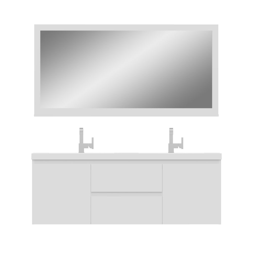 Paterno 60 inch Double Modern Wall Mounted Bathroom Vanity