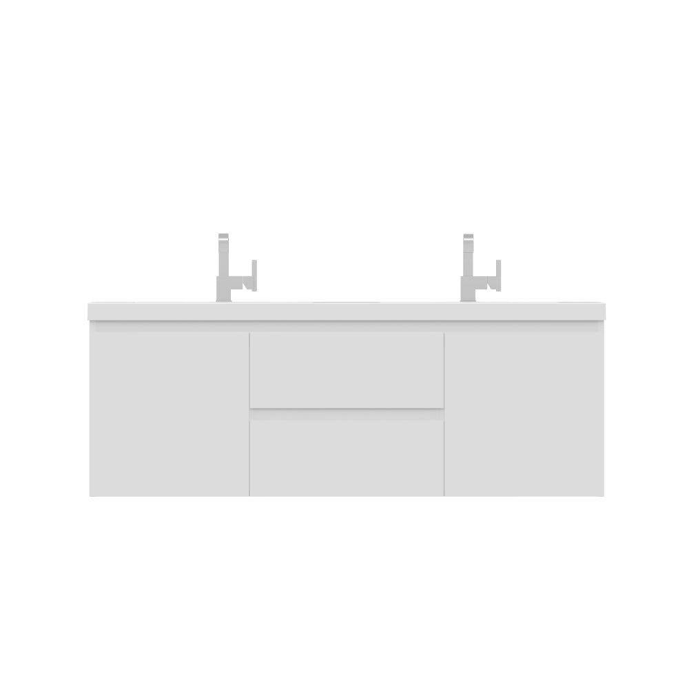 Paterno 60 inch Double Modern Wall Mounted Bathroom Vanity