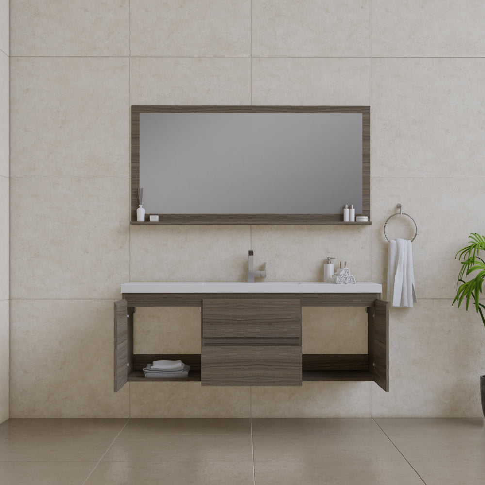 Paterno 60 inch Single Modern Wall Mounted Bathroom Vanit