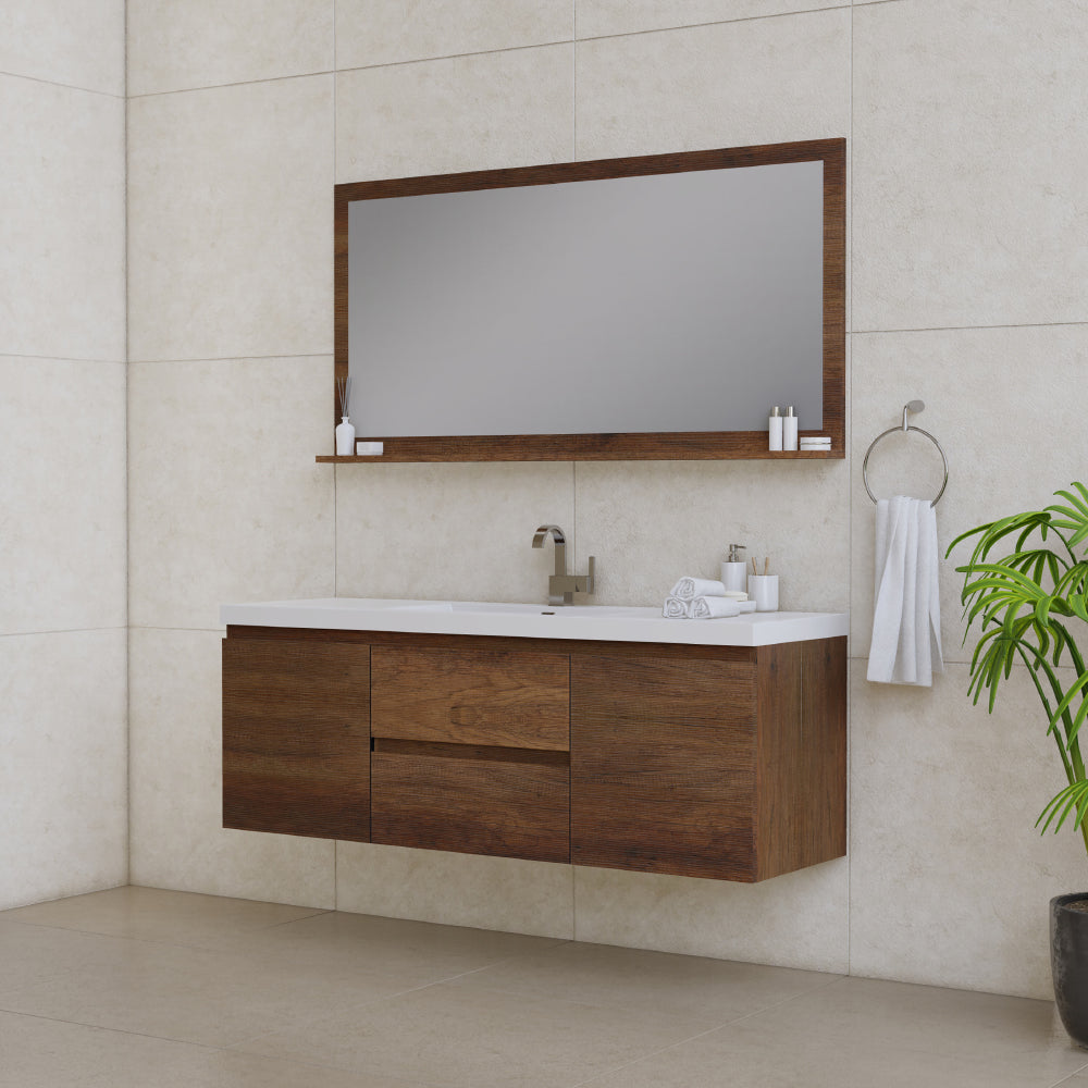 Paterno 60 inch Single Modern Wall Mounted Bathroom Vanit