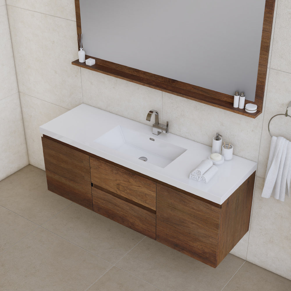 Paterno 60 inch Single Modern Wall Mounted Bathroom Vanit