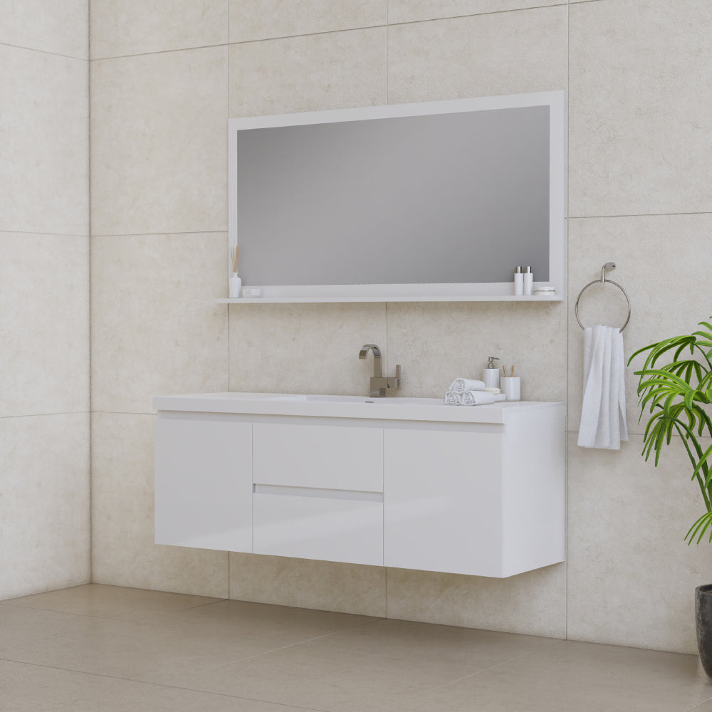 Paterno 60 inch Single Modern Wall Mounted Bathroom Vanit