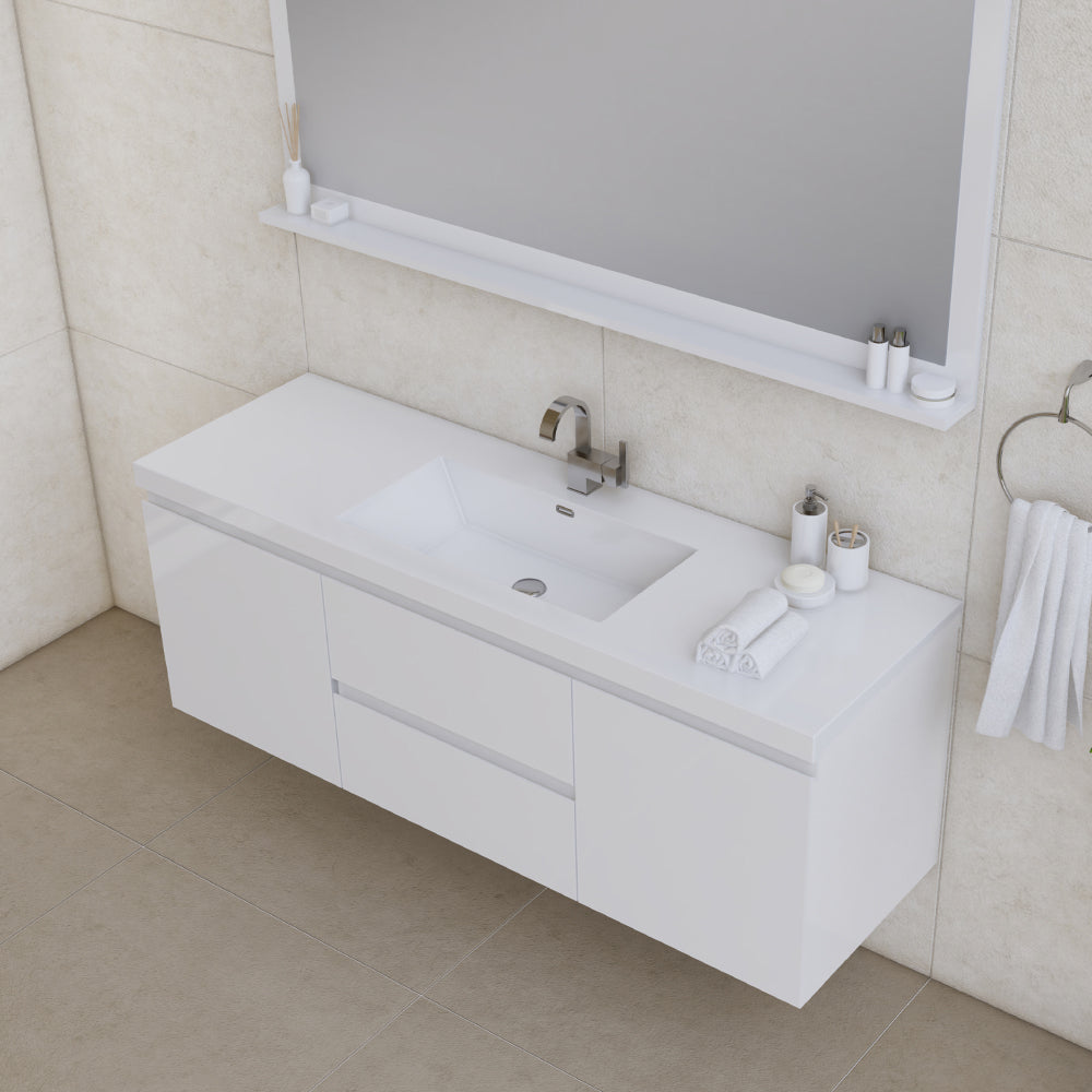 Paterno 60 inch Single Modern Wall Mounted Bathroom Vanit