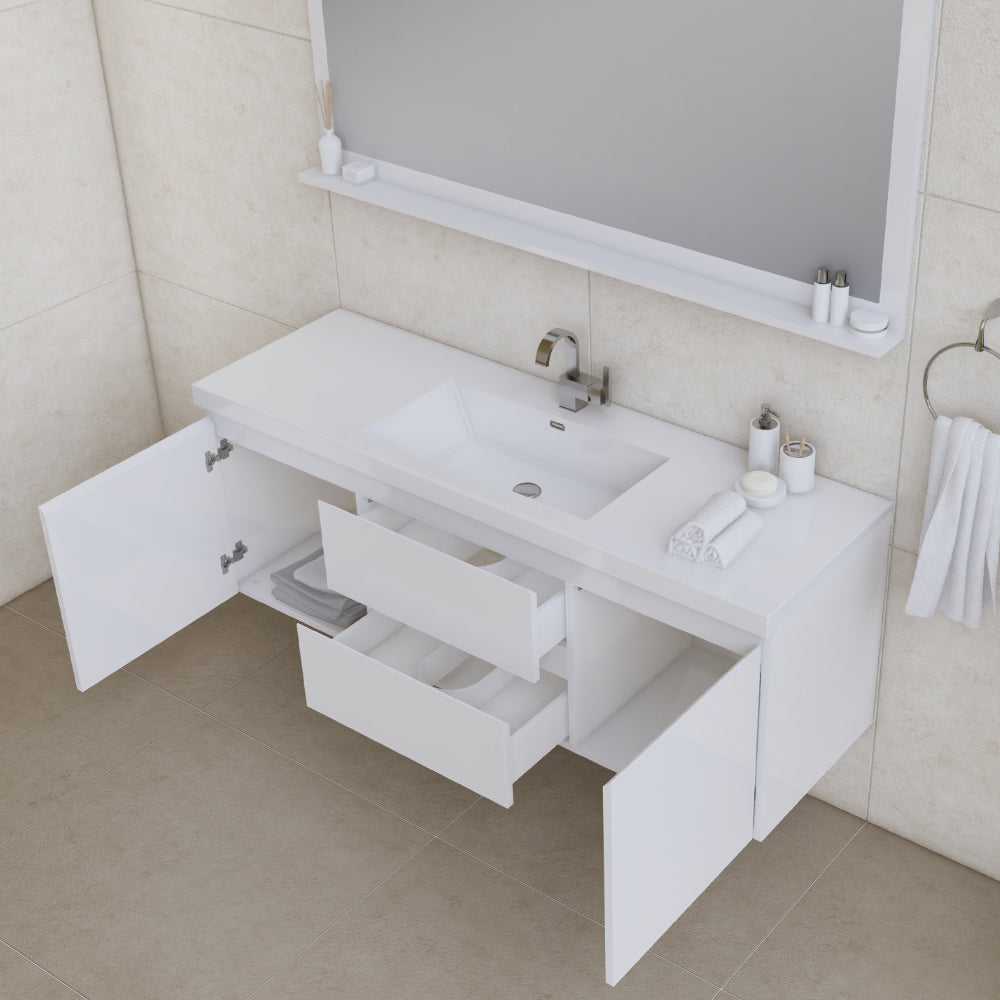 Paterno 60 inch Single Modern Wall Mounted Bathroom Vanit