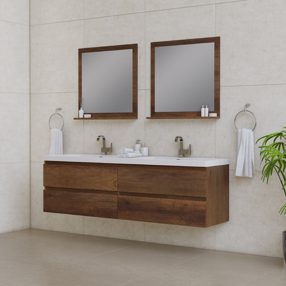 Paterno 72 inch Modern Wall Mounted Bathroom Vanity