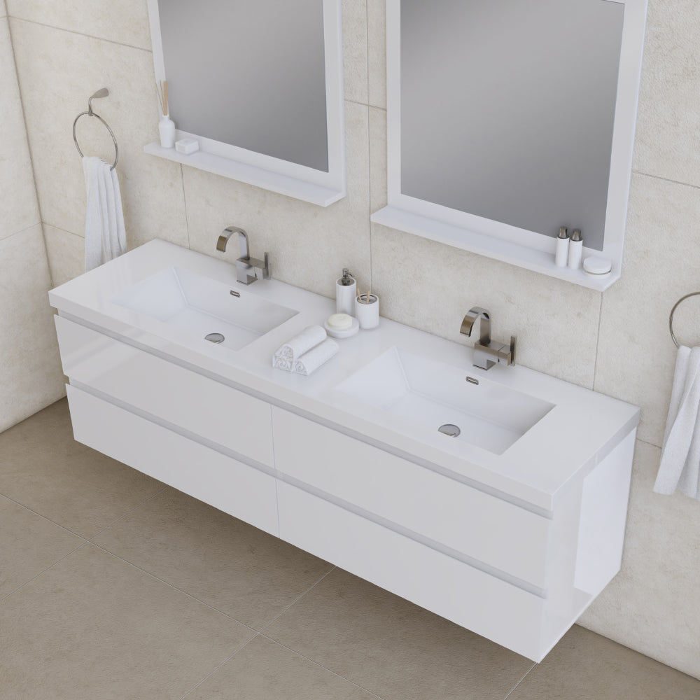 Paterno 72 inch Modern Wall Mounted Bathroom Vanity