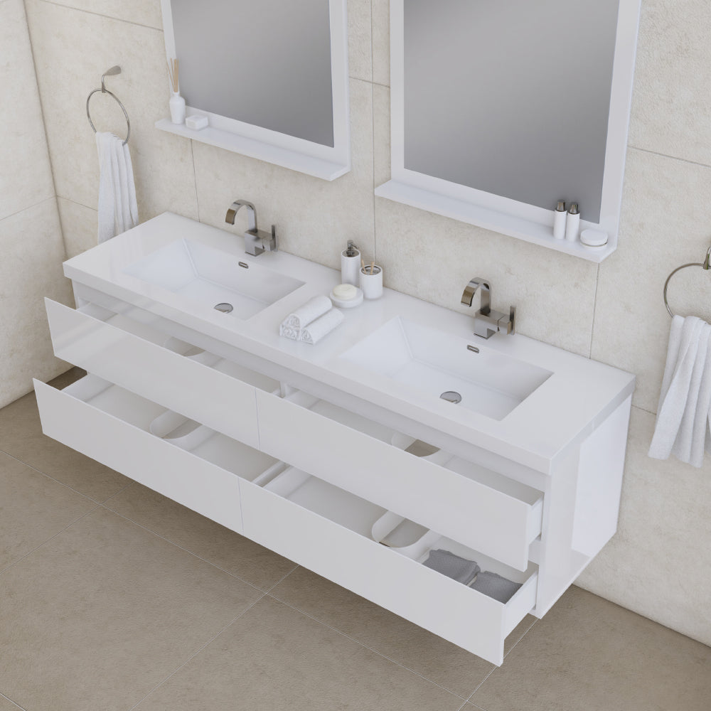 Paterno 72 inch Modern Wall Mounted Bathroom Vanity