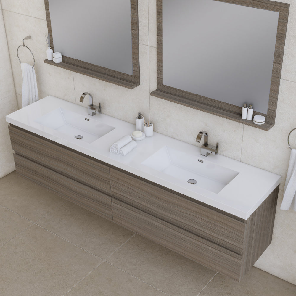 Paterno 84 inch Modern Wall Mounted Bathroom Vanity, Vanity Only, No Top