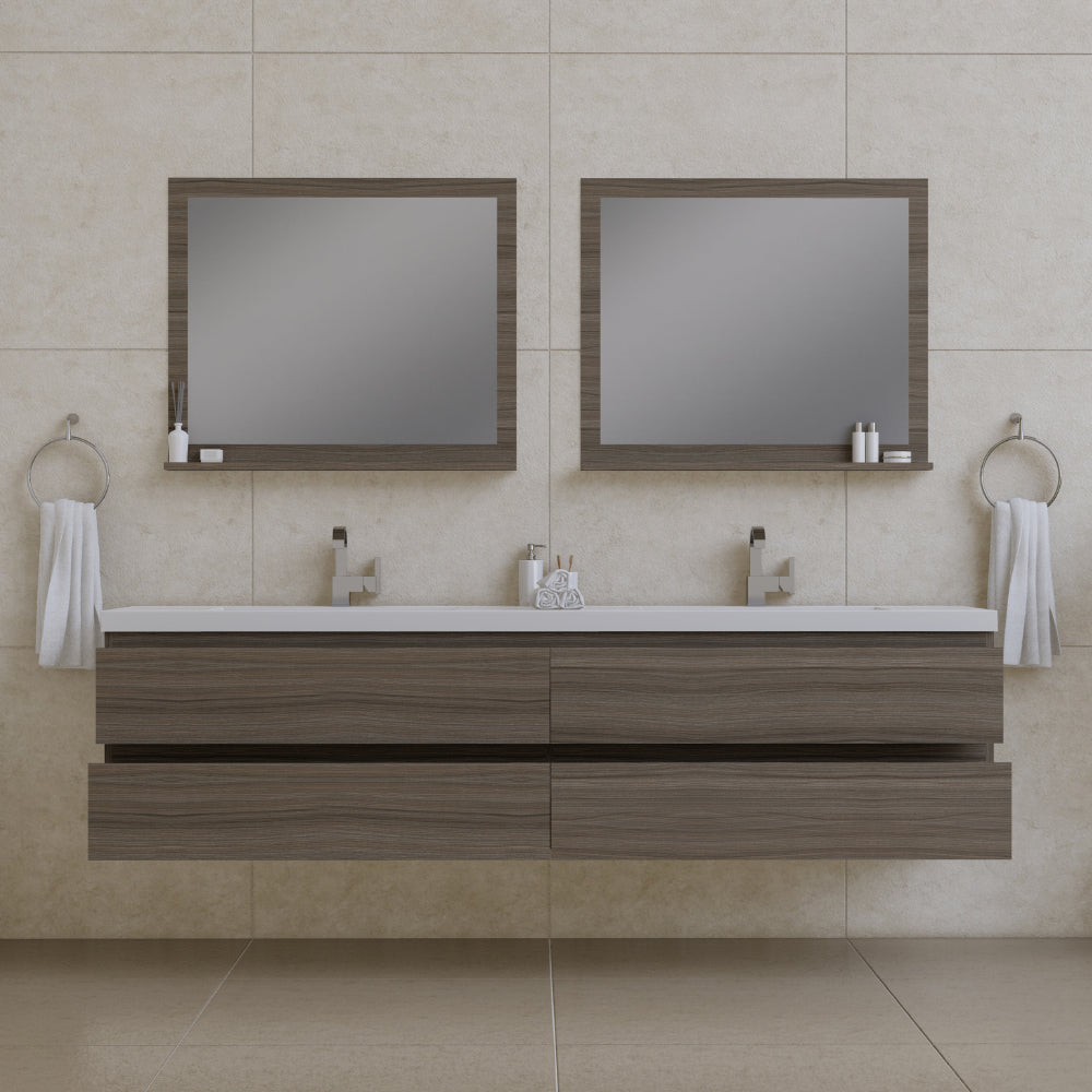 Paterno 84 inch Modern Wall Mounted Bathroom Vanity, Vanity Only, No Top