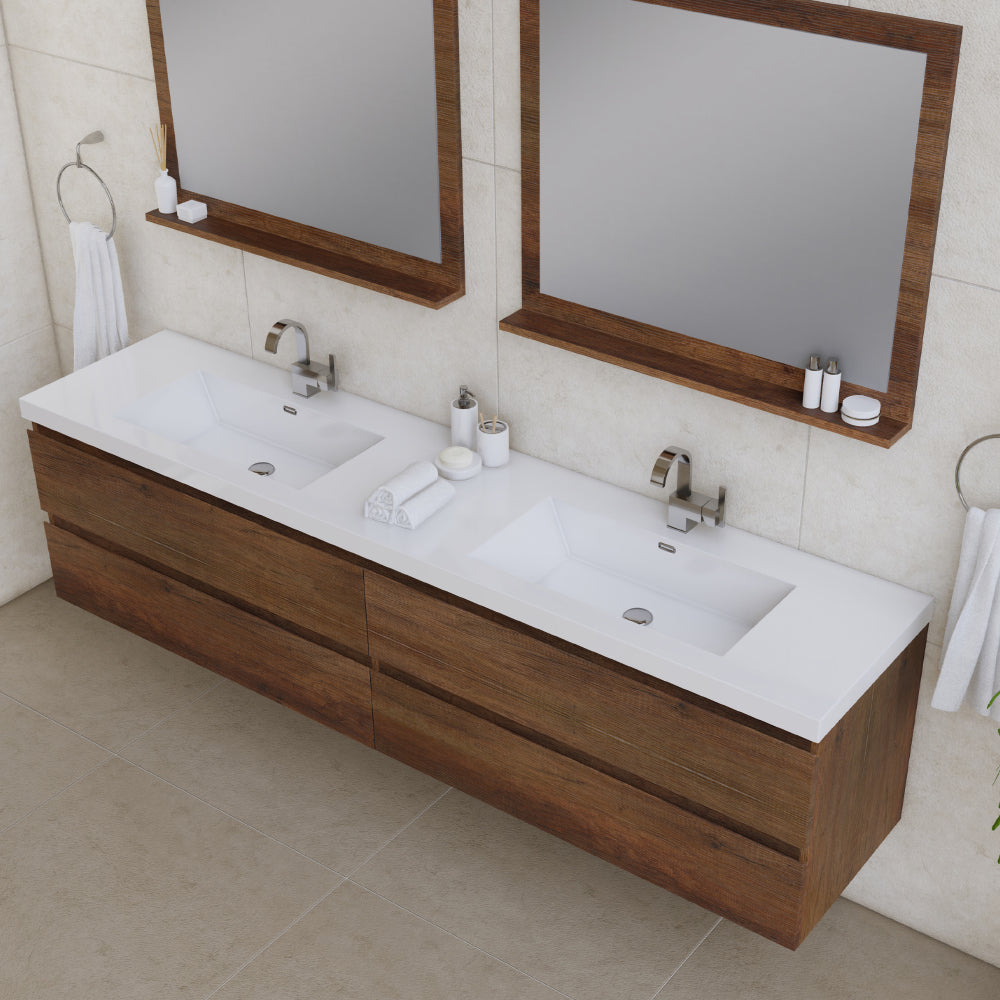 Paterno 84 inch Modern Wall Mounted Bathroom Vanity, Vanity Only, No Top