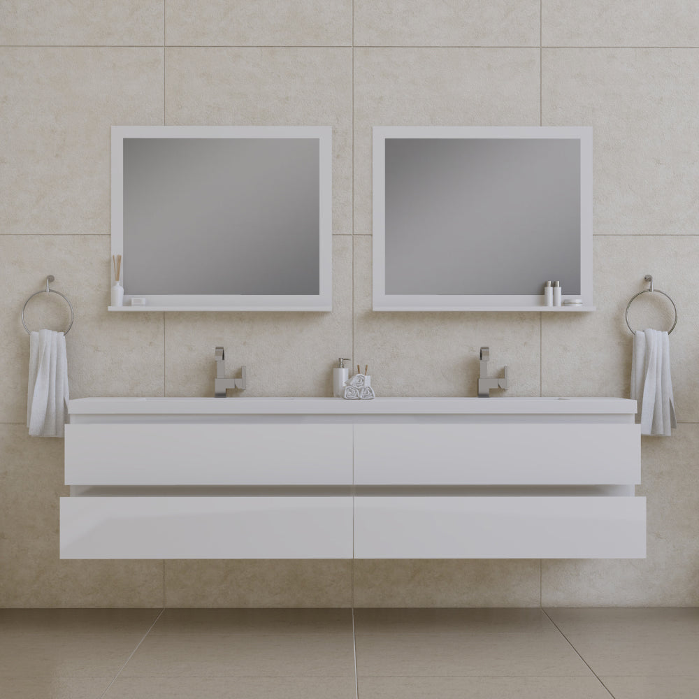 Paterno 84 inch Modern Wall Mounted Bathroom Vanity, Vanity Only, No Top