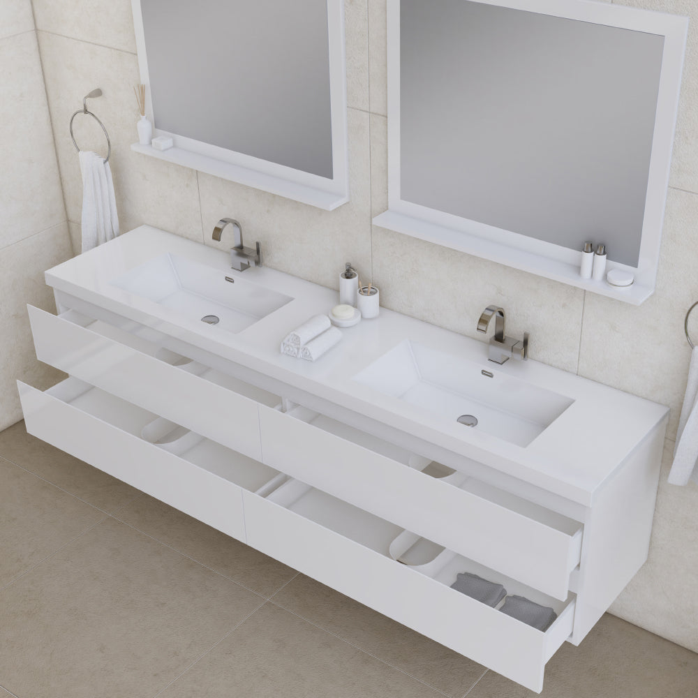 Paterno 84 inch Modern Wall Mounted Bathroom Vanity, Vanity Only, No Top