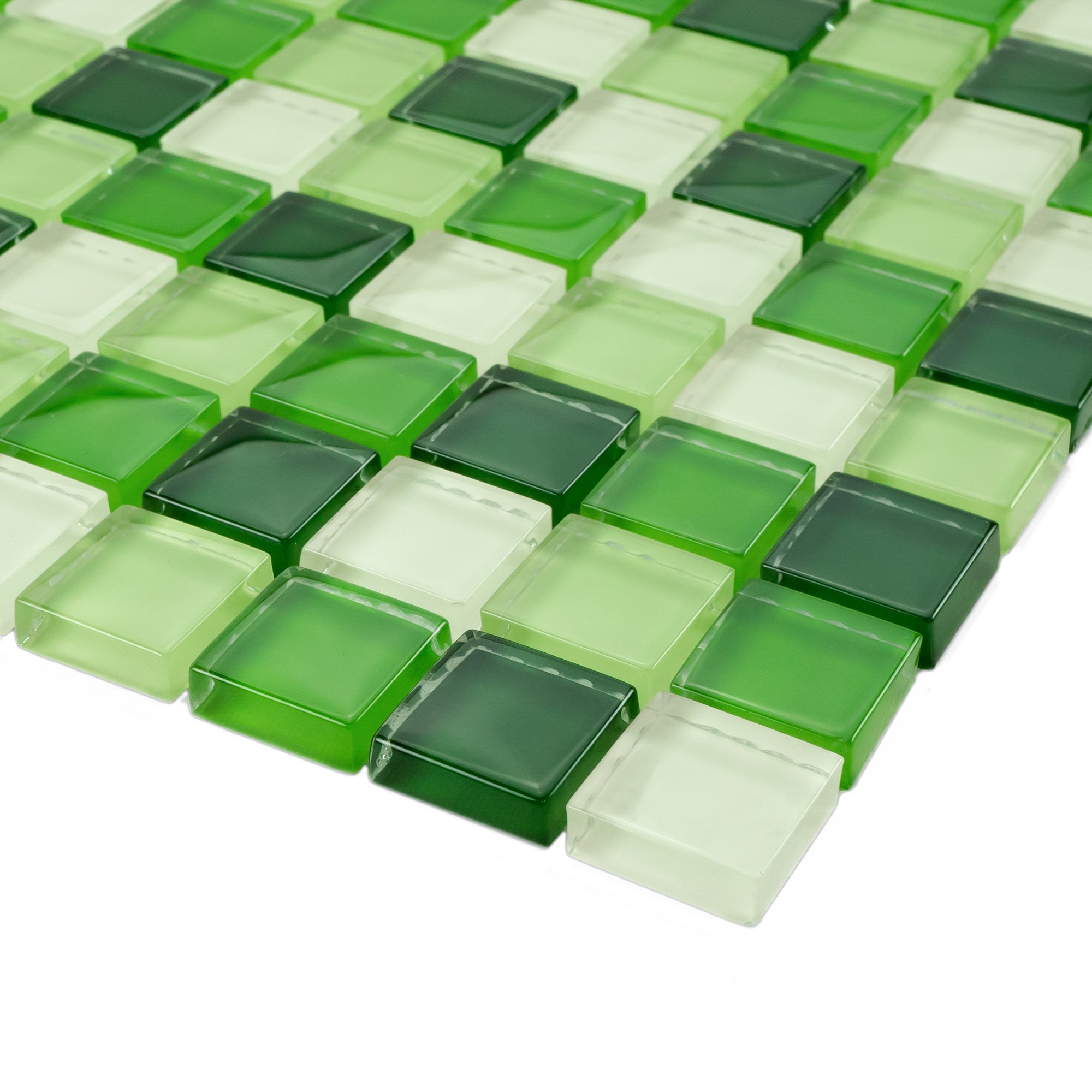 Apple Green 1'' x 1'' Square Glass Mosaic Tile