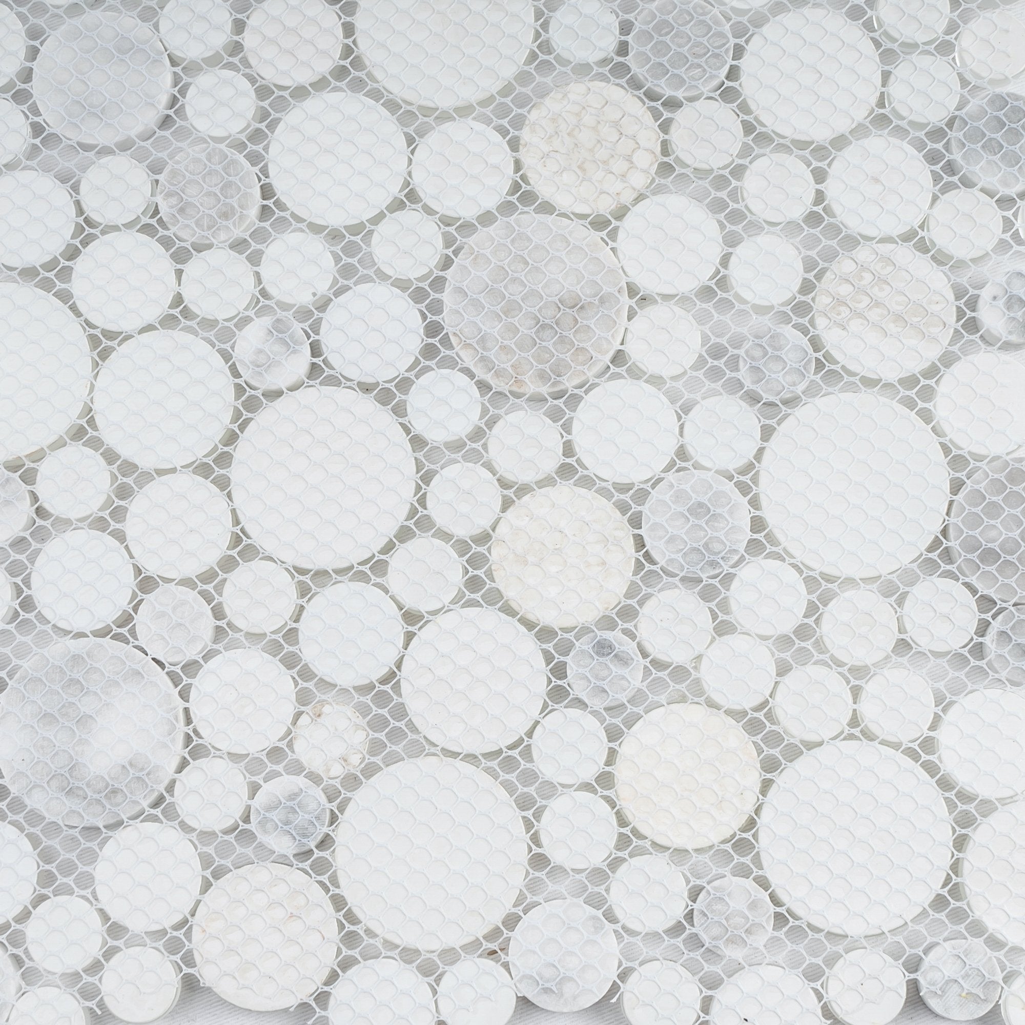 Crystal White Marble and White Glass Bubble Mosaic Tile