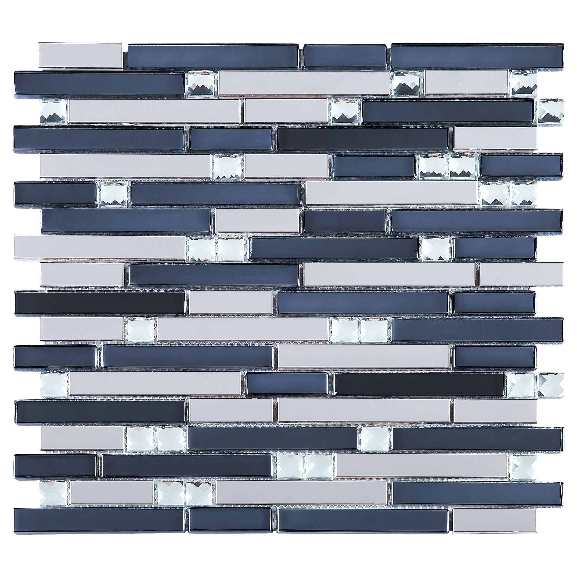 Blue Black Stainless Steel Random Diamond Mosaic Tile