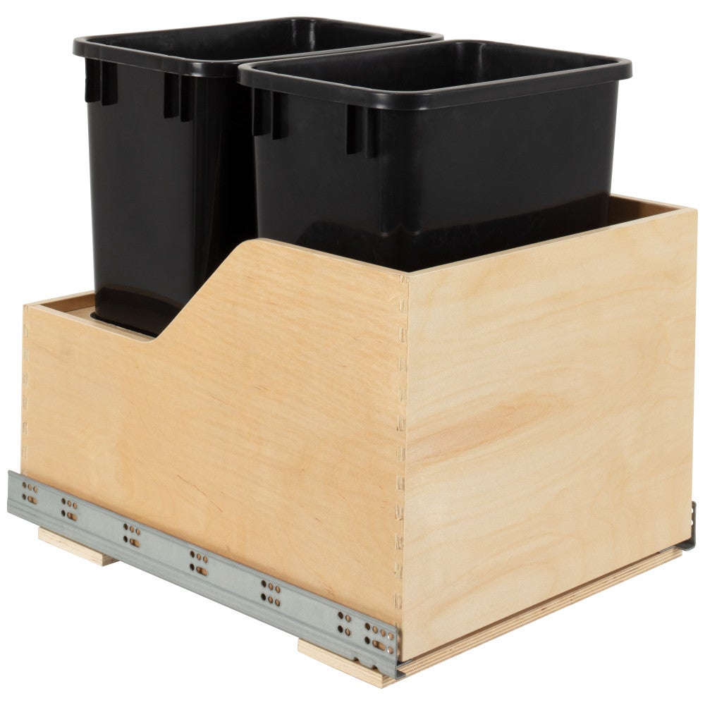 Wood Bottom-Mount Soft-close Trashcan Rollout for Hinged Doors