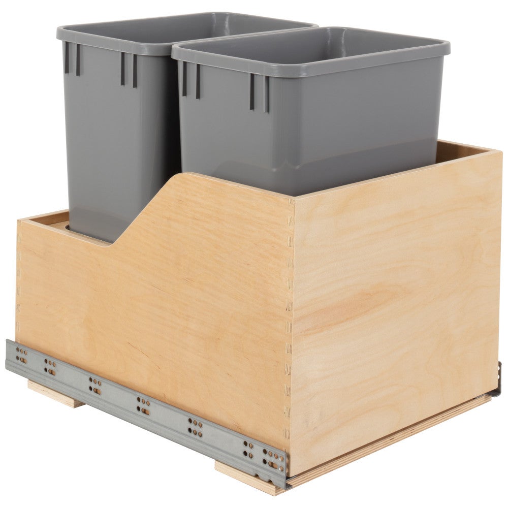 Wood Bottom-Mount Soft-close Trashcan Rollout for Hinged Doors