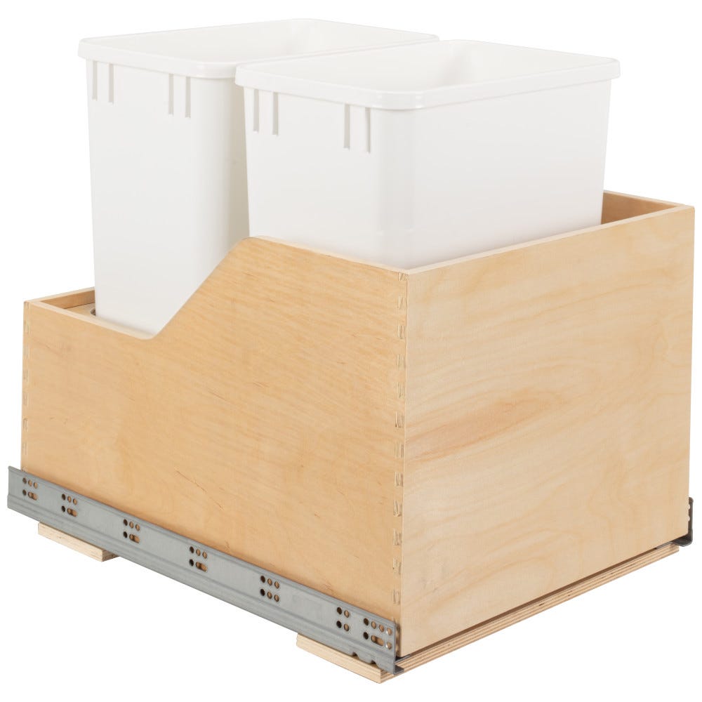 Wood Bottom-Mount Soft-close Trashcan Rollout for Hinged Doors