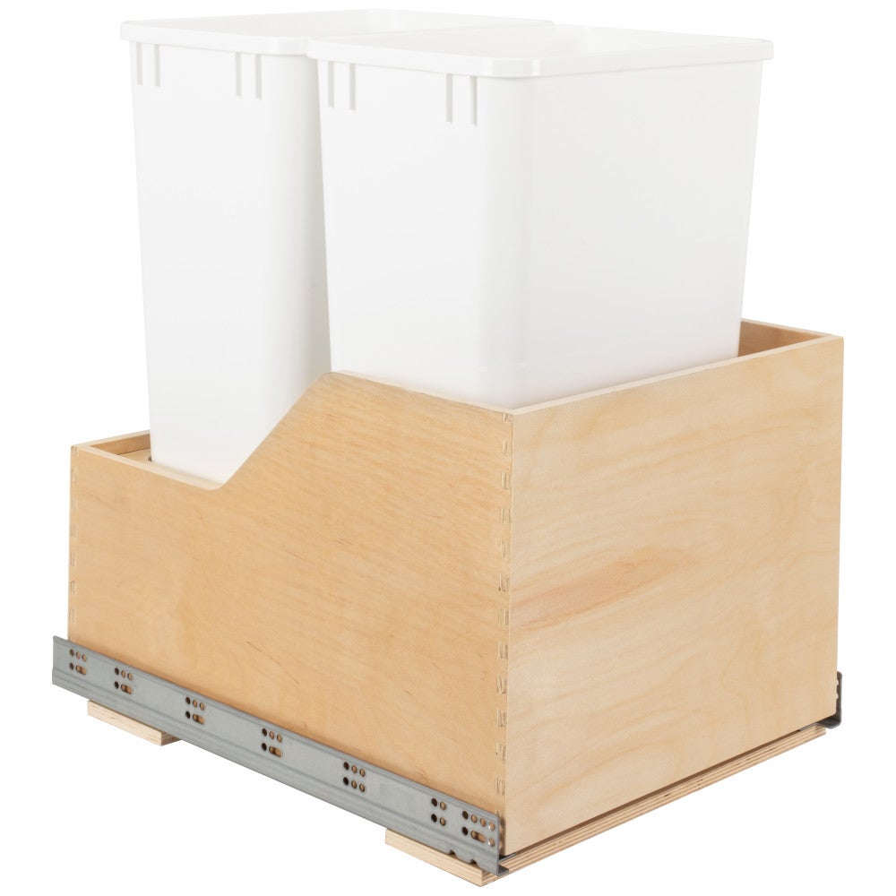 Wood Bottom-Mount Soft-close Trashcan Rollout for Hinged Doors