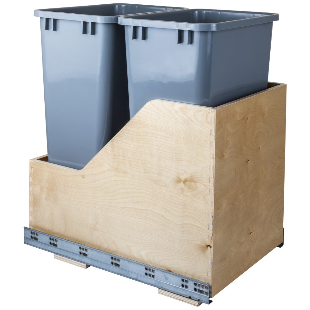 Wood Bottom-Mount Soft-close Trashcan Rollout for Hinged Doors