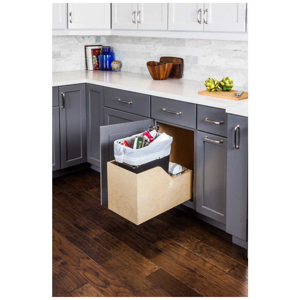 Wood Bottom-Mount Soft-close Trashcan Rollout for Hinged Doors