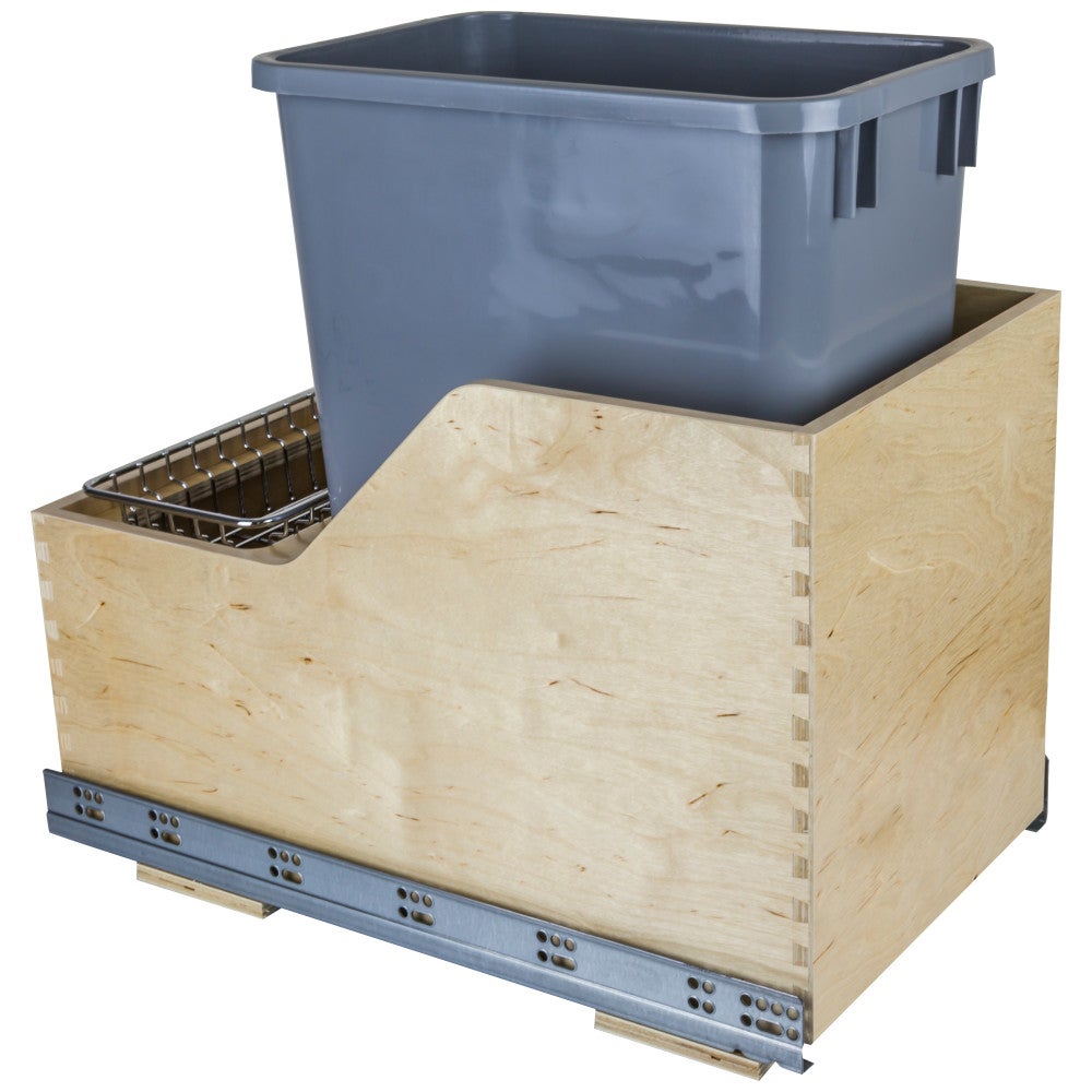 Wood Bottom-Mount Soft-close Trashcan Rollout for Hinged Doors