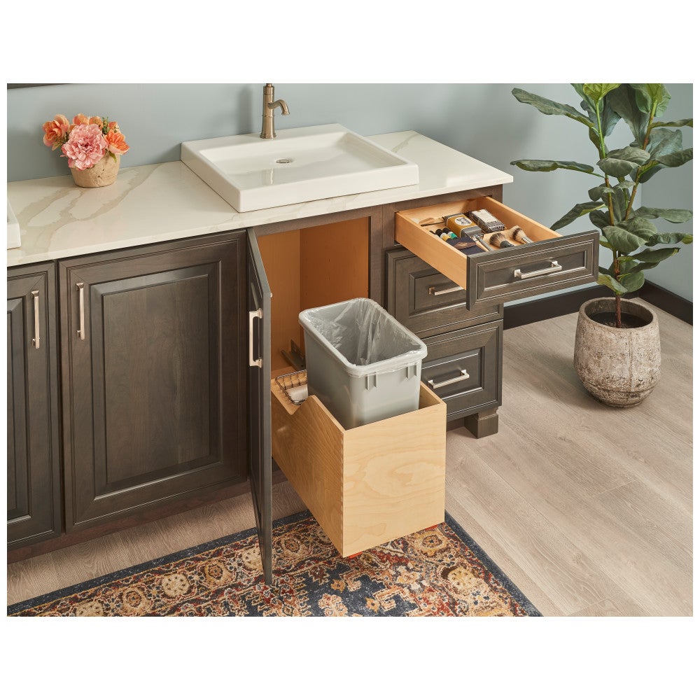 Wood Bottom-Mount Soft-close Trashcan Rollout for Hinged Doors