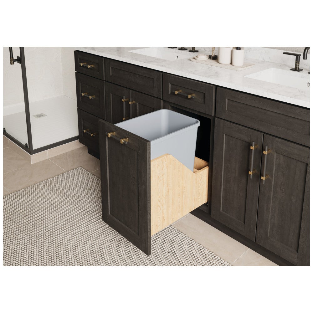 Wood Bottom-Mount Soft-close Trashcan Rollout for Hinged Doors