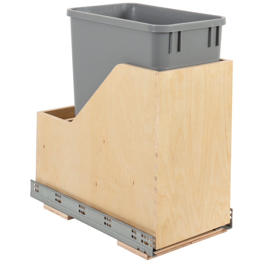 Wood Bottom-Mount Soft-close Trashcan Rollout for Hinged Doors