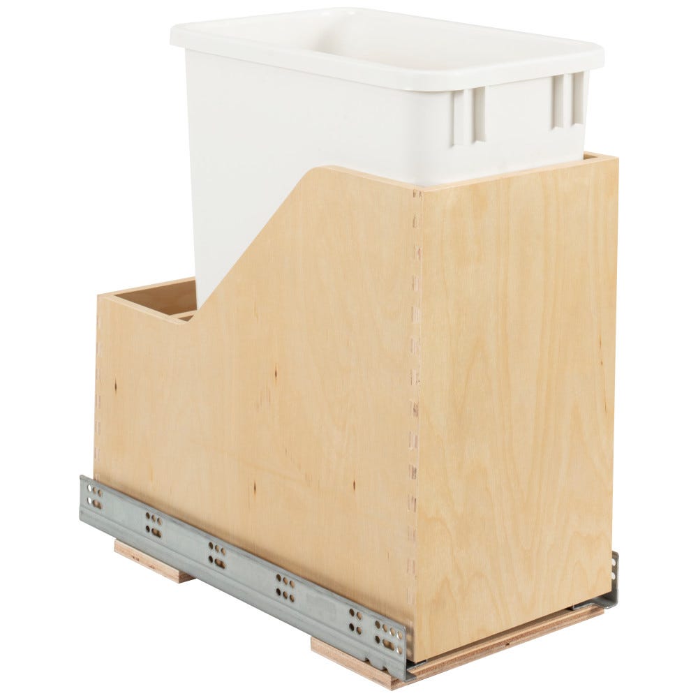 Wood Bottom-Mount Soft-close Trashcan Rollout for Hinged Doors