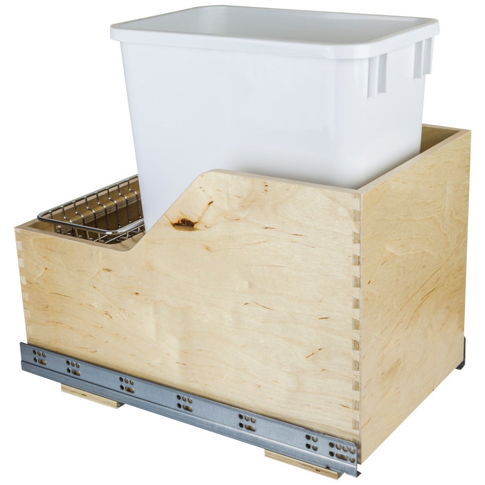 Wood Bottom-Mount Soft-close Trashcan Rollout for Hinged Doors