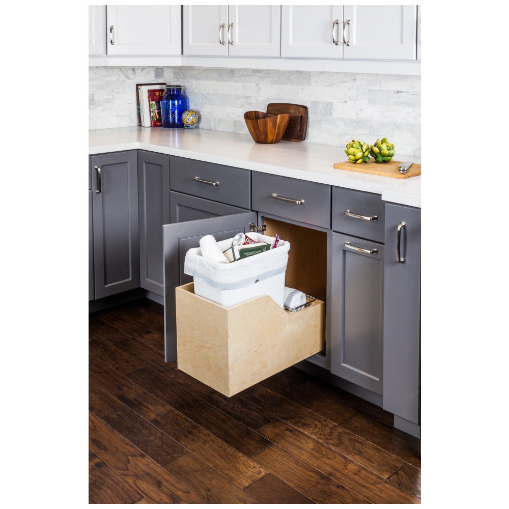 Wood Bottom-Mount Soft-close Trashcan Rollout for Hinged Doors