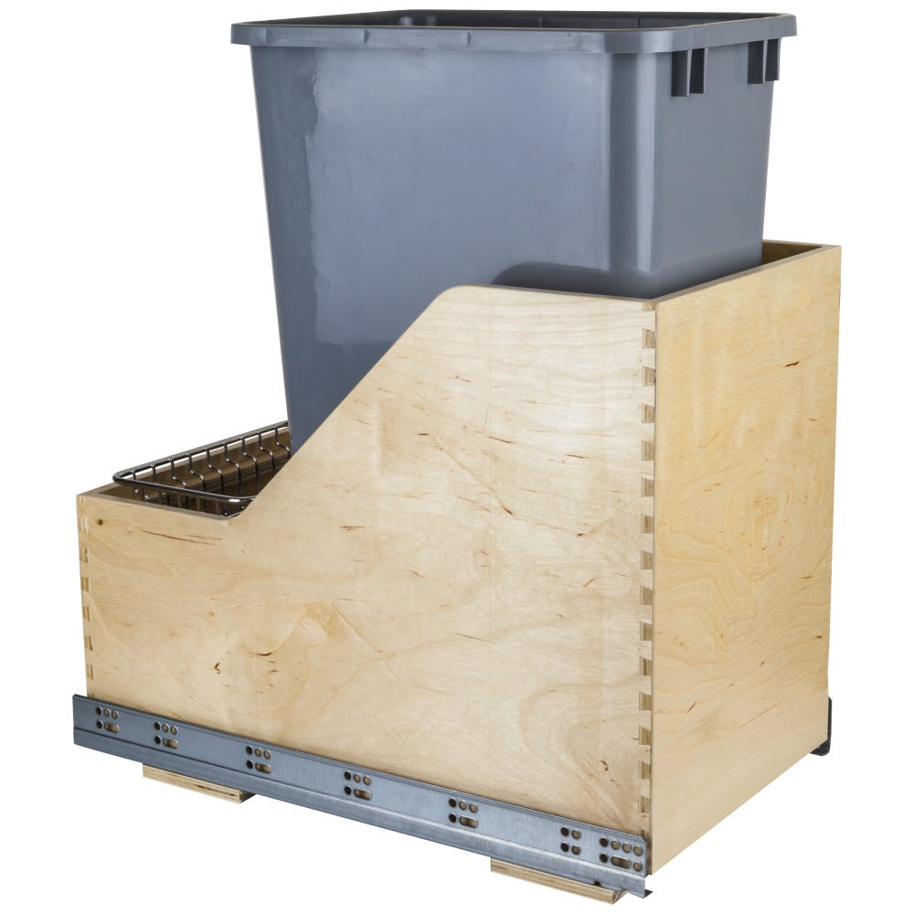 Wood Bottom-Mount Soft-close Trashcan Rollout for Hinged Doors