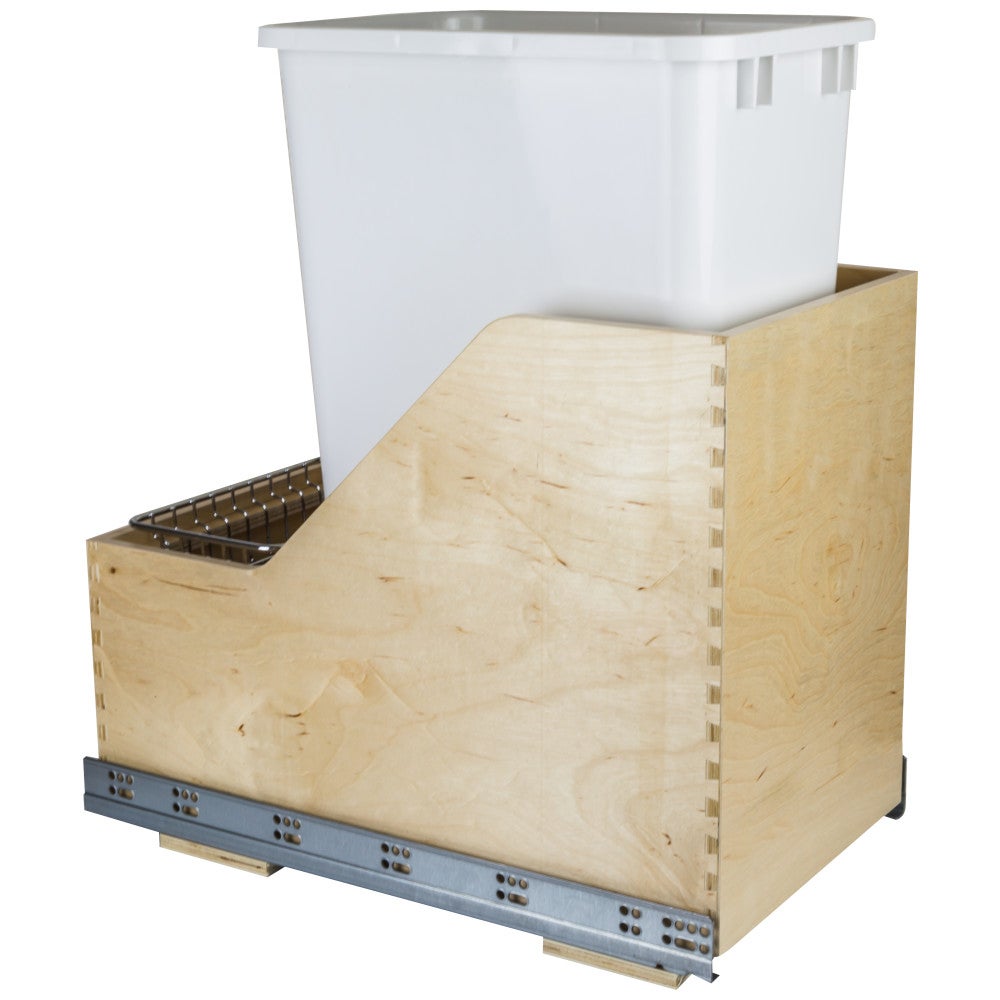 Wood Bottom-Mount Soft-close Trashcan Rollout for Hinged Doors