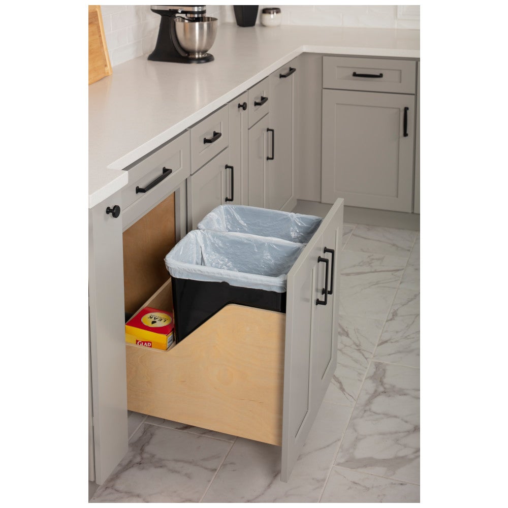 Wood Bottom-Mount Soft-close Trashcan Pullout for Door-Mounting