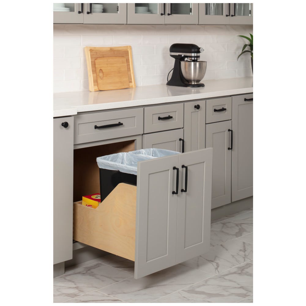 Wood Bottom-Mount Soft-close Trashcan Pullout for Door-Mounting