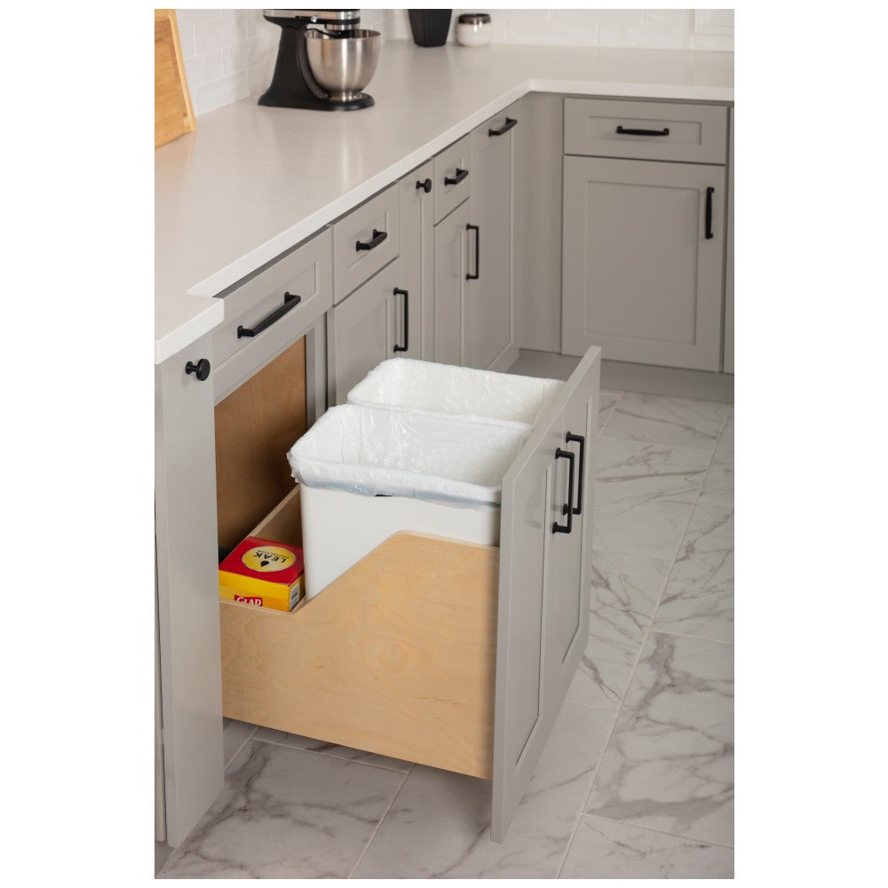 Wood Bottom-Mount Soft-close Trashcan Pullout for Door-Mounting