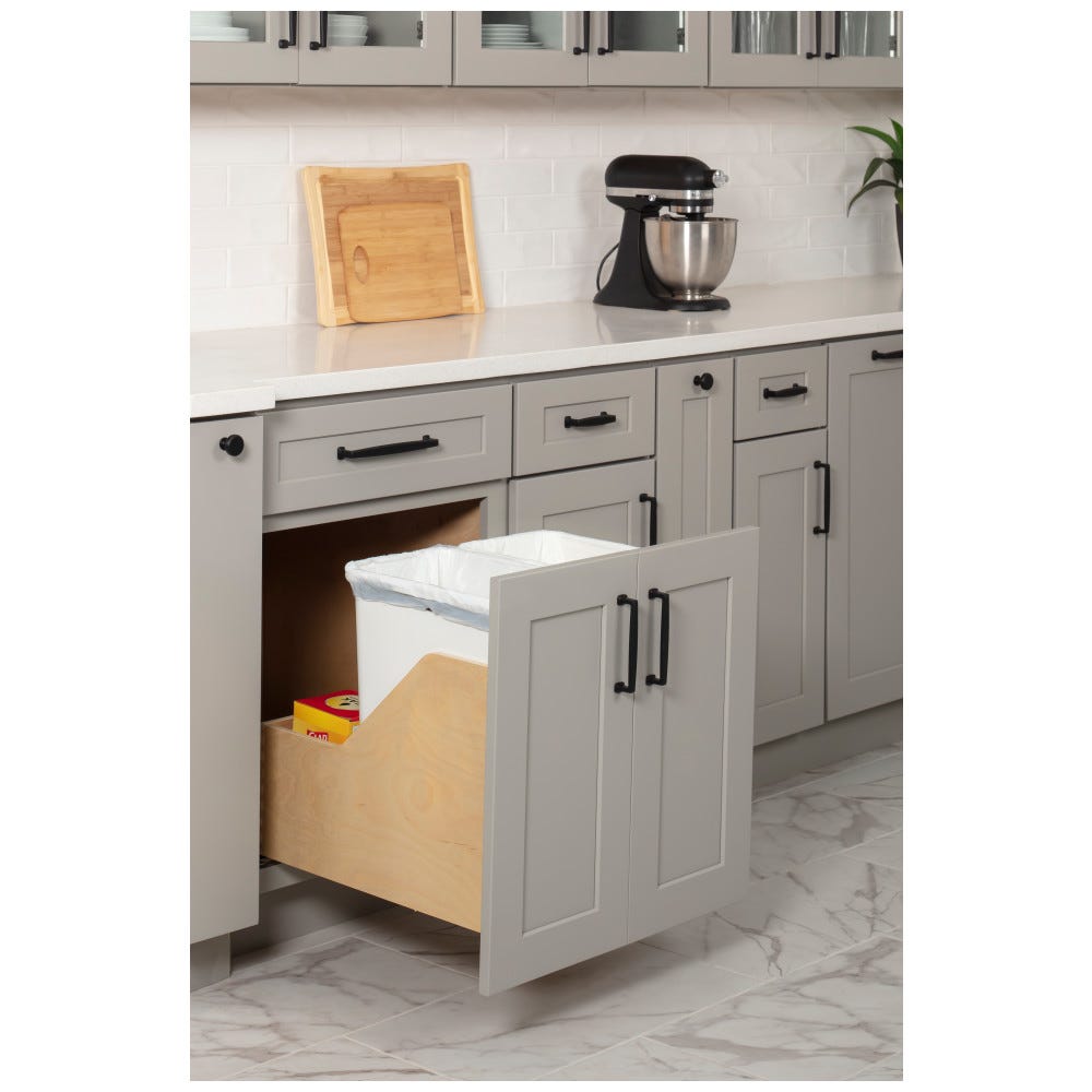 Wood Bottom-Mount Soft-close Trashcan Pullout for Door-Mounting