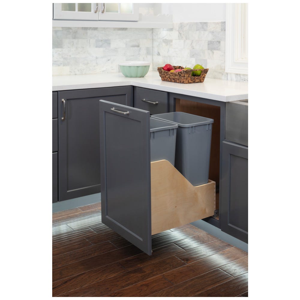 Wood Bottom-Mount Soft-close Trashcan Pullout for Door-Mounting