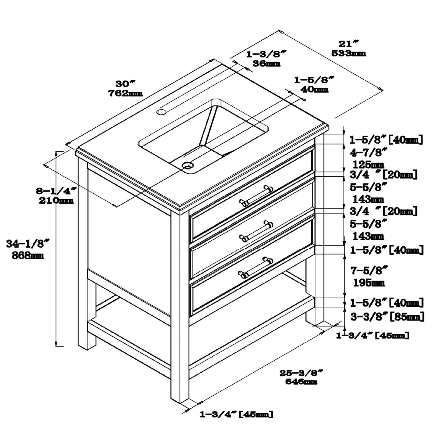 1912 Series 30'' Bathroom Vanity Cabinet Set