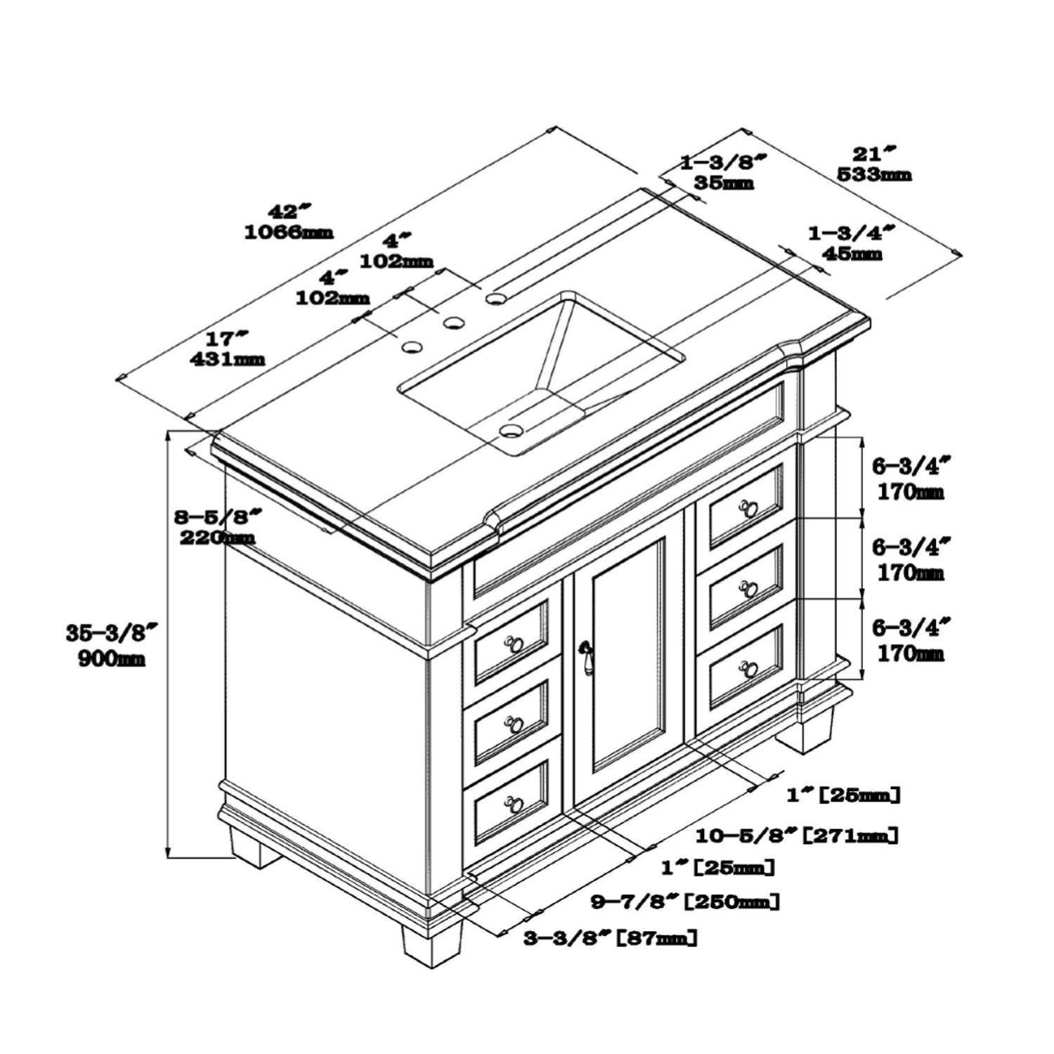 1917 Series 42in. Bathroom Vanity Cabinet Set