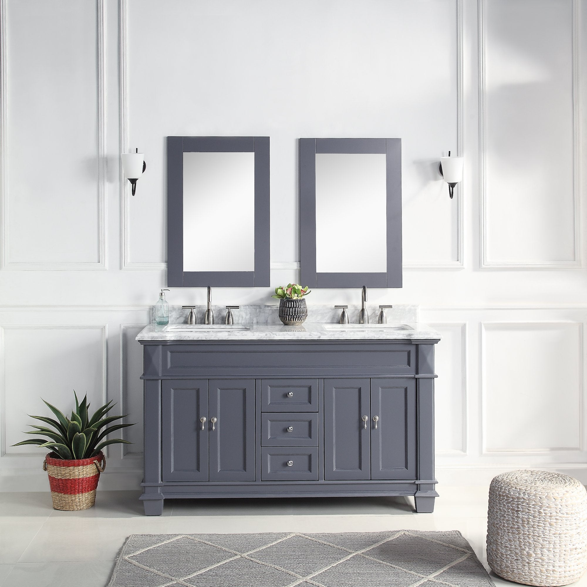 1917 Series 60in. Bathroom Vanity Cabinet Set